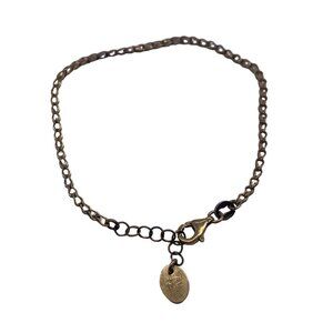 AV 925 Sterling Silver Faceted Beaded Tennis Chain Bangle Bracelet Gold Tone